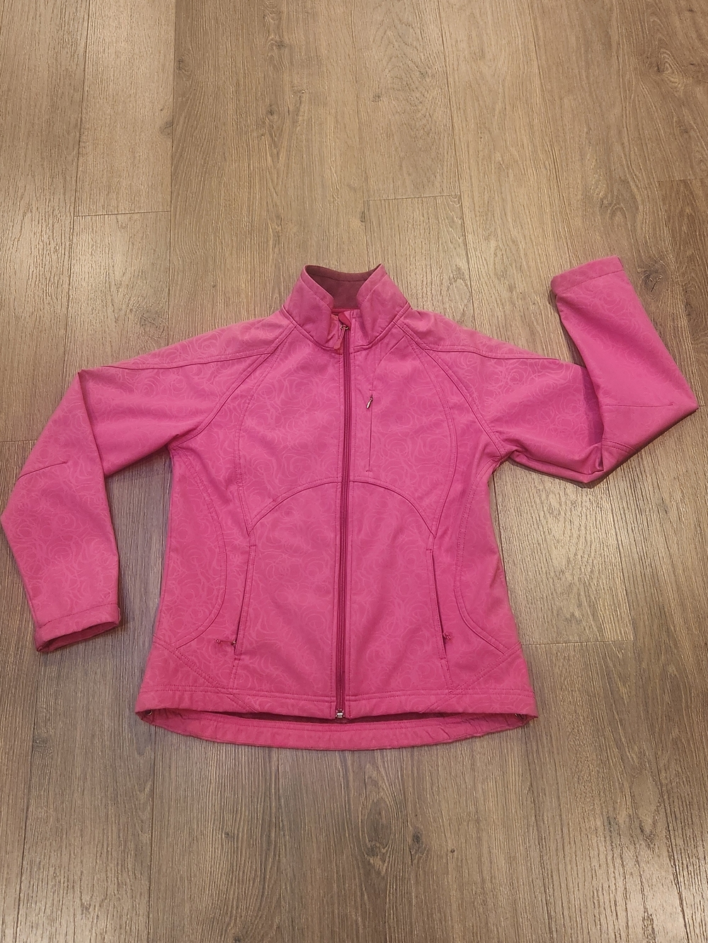 Double Diamond Pink Floral Softshell Fleece Jacket Small EUC